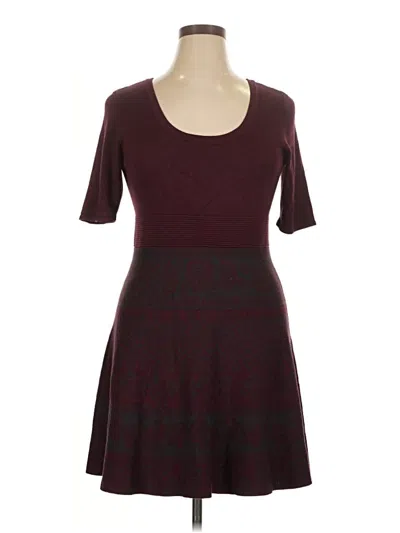 Pre-owned Nina Leonard Cardigan Sweater In Burgundy