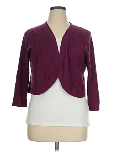 Pre-owned Nina Leonard Cardigan Sweater In Burgundy
