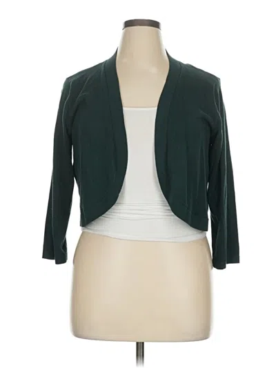 Pre-owned Nina Leonard Cardigan Sweater In Green