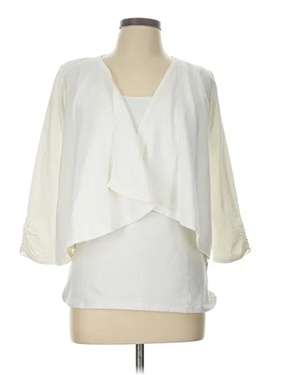 Pre-owned Nina Leonard Cardigan Sweater In Ivory