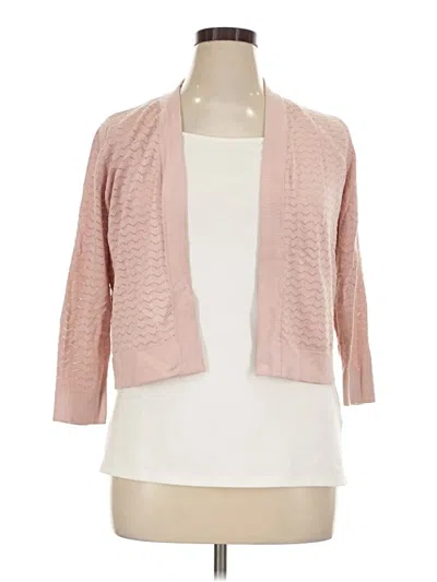 Pre-owned Nina Leonard Cardigan Sweater In Pink