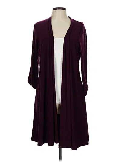 Pre-owned Nina Leonard Cardigan Sweater In Purple