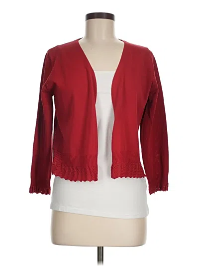 Pre-owned Nina Leonard Cardigan Sweater In Red