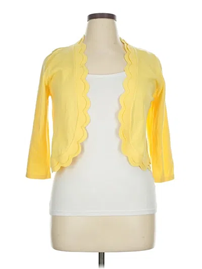 Pre-owned Nina Leonard Cardigan Sweater In Yellow