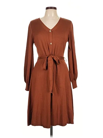 Pre-owned Nina Leonard Casual Dress In Brown