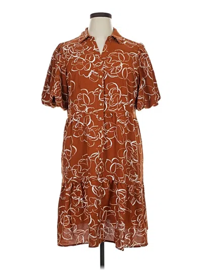 Pre-owned Nina Leonard Casual Dress In Brown