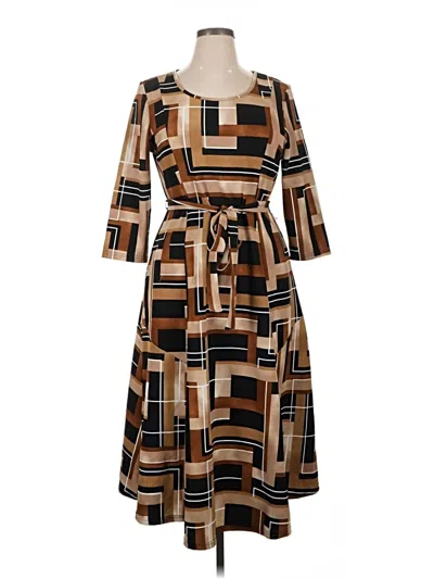 Pre-owned Nina Leonard Casual Dress In Brown