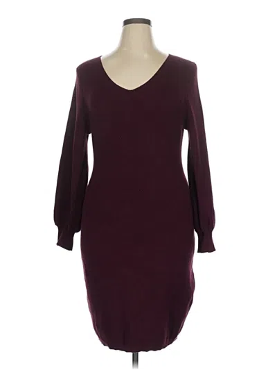 Pre-owned Nina Leonard Casual Dress In Burgundy