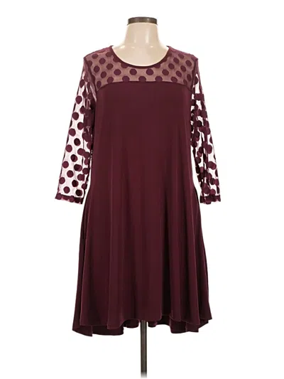 Pre-owned Nina Leonard Casual Dress In Burgundy
