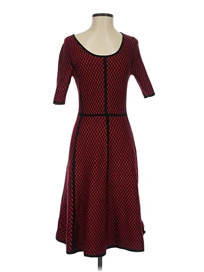 Pre-owned Nina Leonard Casual Dress In Burgundy