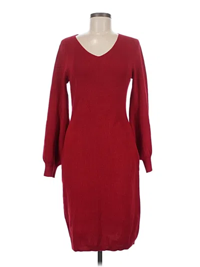 Pre-owned Nina Leonard Casual Dress In Burgundy