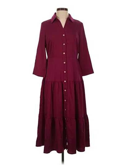 Pre-owned Nina Leonard Casual Dress In Burgundy