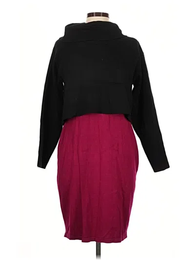 Pre-owned Nina Leonard Casual Dress In Burgundy