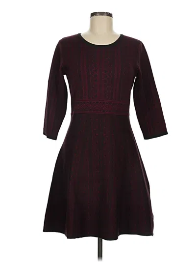 Pre-owned Nina Leonard Casual Dress In Burgundy
