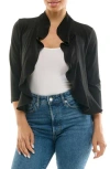 Nina Leonard Chiffon Ruffle Bolero In Black