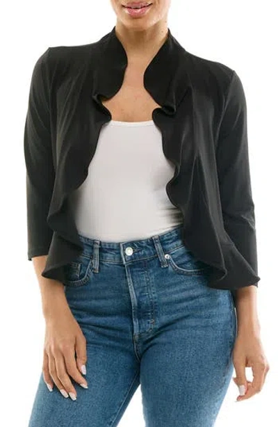Nina Leonard Chiffon Ruffle Bolero In Black