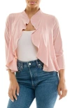 Nina Leonard Chiffon Ruffle Bolero In Blush