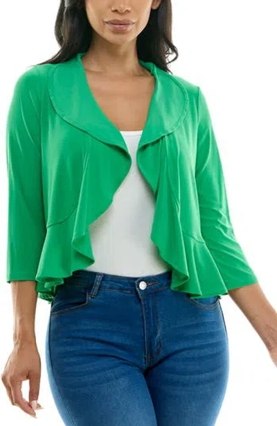Nina Leonard Chiffon Ruffle Bolero In Bright Green