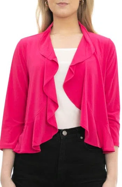Nina Leonard Chiffon Ruffle Bolero In Dragon Fruit