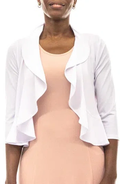 Nina Leonard Chiffon Ruffle Bolero In Ivory