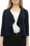 Nina Leonard Chiffon Ruffle Bolero In Navy