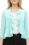 Nina Leonard Chiffon Ruffle Bolero In Blue