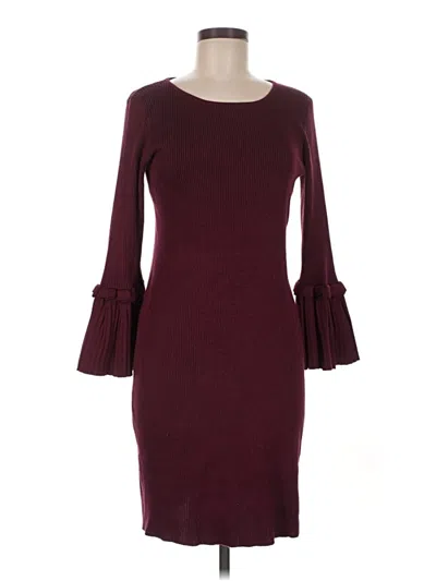 Pre-owned Nina Leonard Cocktail Dress In Burgundy