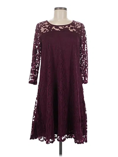 Pre-owned Nina Leonard Cocktail Dress In Burgundy