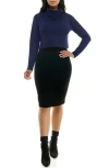Nina Leonard Colorblock Long Sleeve Sweater Dress In Black/navy