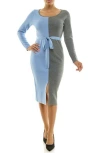 Nina Leonard Colorblock Sweater Dress In Multi