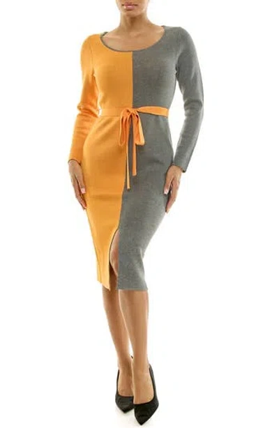 Nina Leonard Colorblock Sweater Dress In Multi