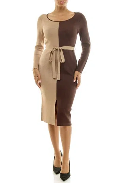 Nina Leonard Colorblock Sweater Dress In Multi