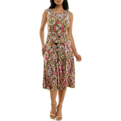 Nina Leonard Crewneck Sleeveless Midi Dress