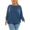 Nina Leonard Dolman Sleeve Tunic In Blue