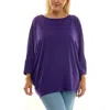 Nina Leonard Dolman Sleeve Tunic In Purple