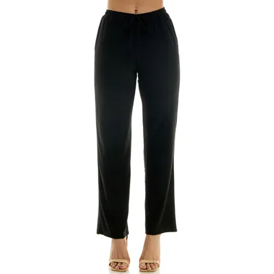 Nina Leonard Drawstring Pocket Straight Leg Pants In Black