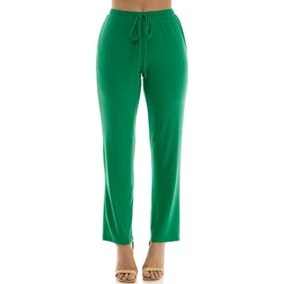 Nina Leonard Drawstring Pocket Straight Leg Pants In Green