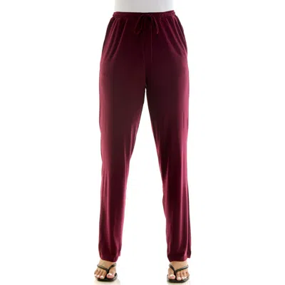 Nina Leonard Drawstring Pocket Straight Leg Pants In Deep Wine