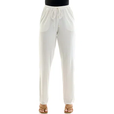 Nina Leonard Drawstring Pocket Straight Leg Pants In Ivory