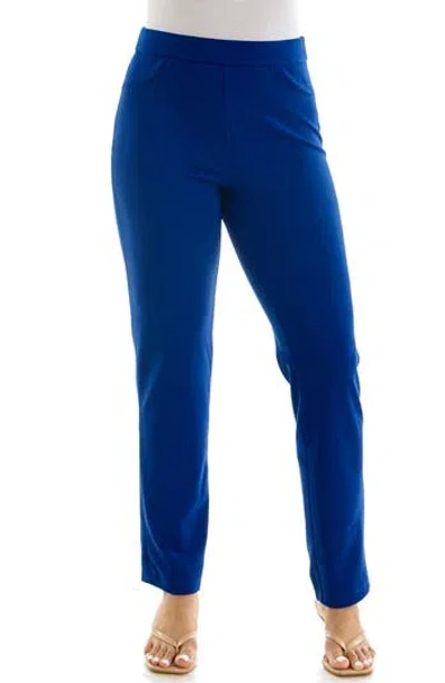Nina Leonard Elastic Waist Ankle Pants In Blue