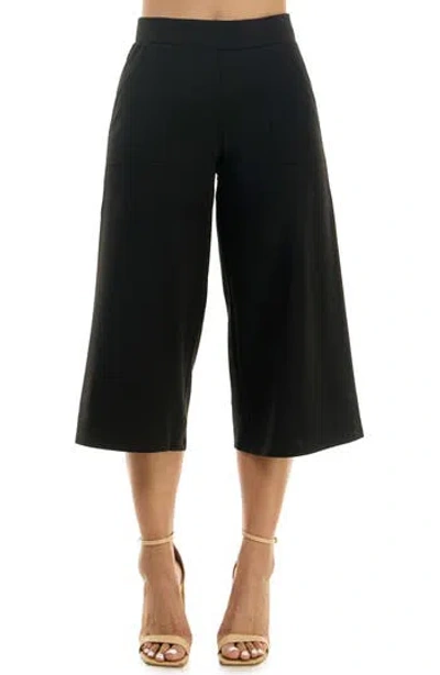Nina Leonard Elastic Waist Culotte Pants In Black