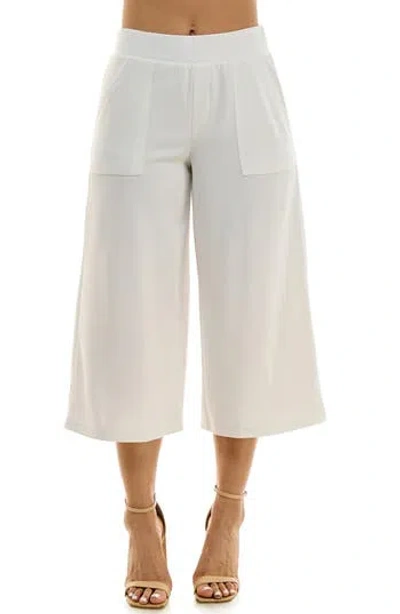Nina Leonard Elastic Waist Culotte Pants In Multi