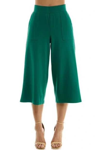 Nina Leonard Elastic Waist Culotte Pants In Green