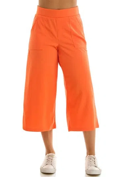 Nina Leonard Elastic Waist Culotte Pants In Orange