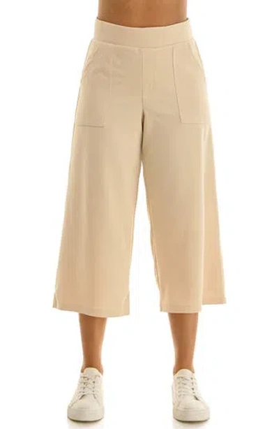 Nina Leonard Elastic Waist Culotte Pants In Brown