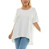 Nina Leonard Elbow Length Sleeve High-low Top In White