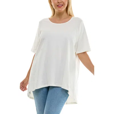 Nina Leonard Elbow Length Sleeve High-low Top In White