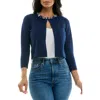 Nina Leonard Embellished Bolero Cardigan In Navy
