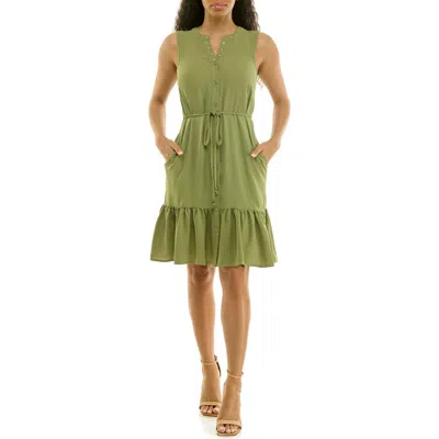 Nina Leonard Embellished Tiered Dress In Green