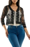 Nina Leonard Embroidered Tulle Bolero In Black